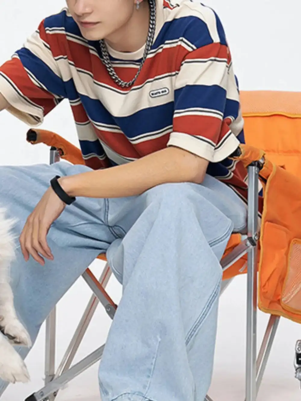 Striped Crew Neck Half Sleeve Tee