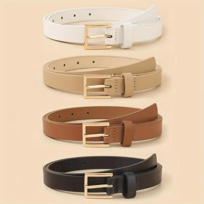 Pin Buckle Faux Leather Women's Belt Set