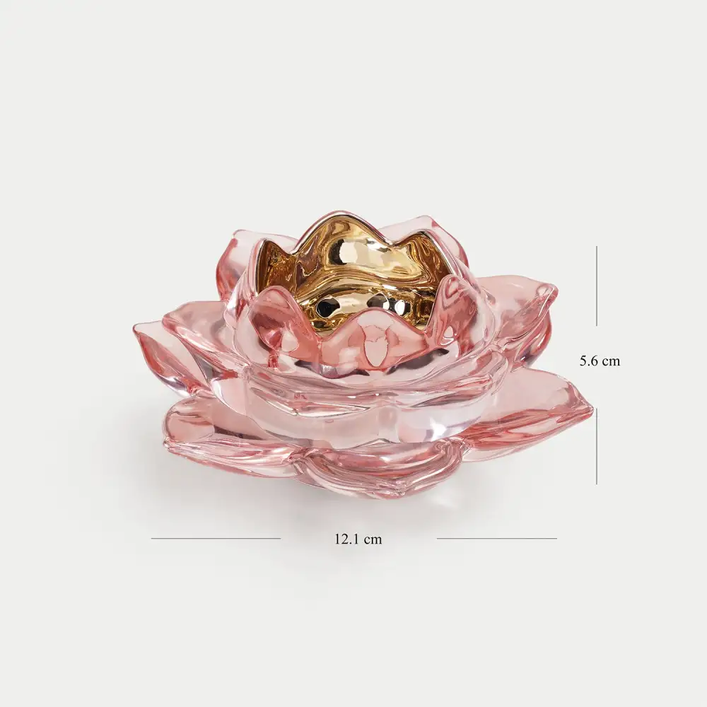 Light Pink Lotus Glass Tealight Holder