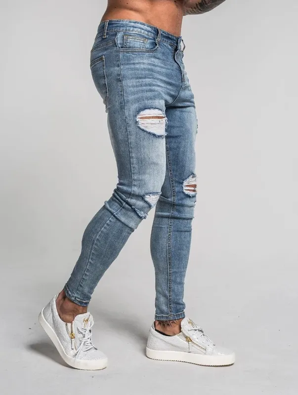 Ripped Light Blue Distressed Denim Jeans
