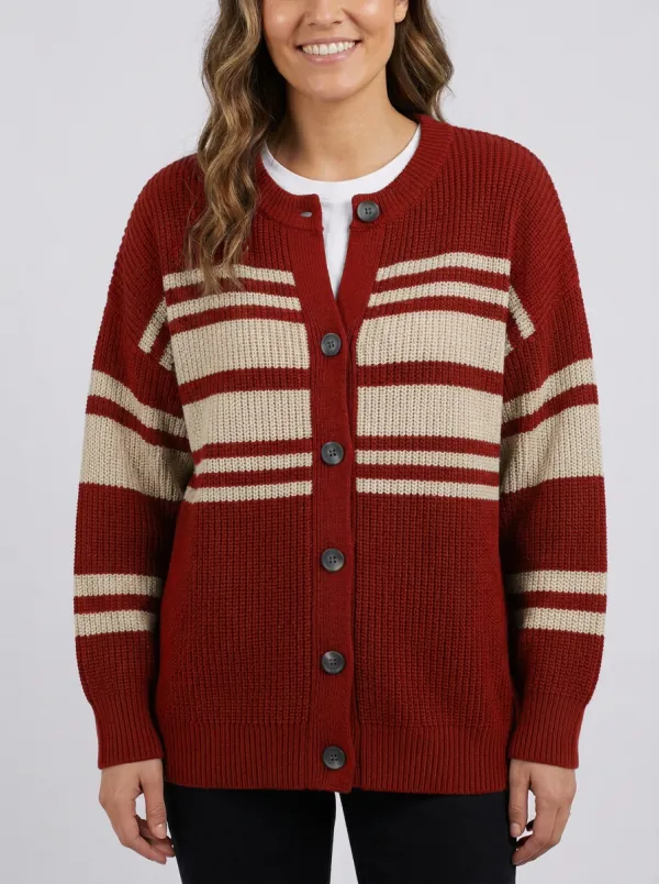 Classic Cardigan Distinctive Rugby Striped Knit Cardigan
