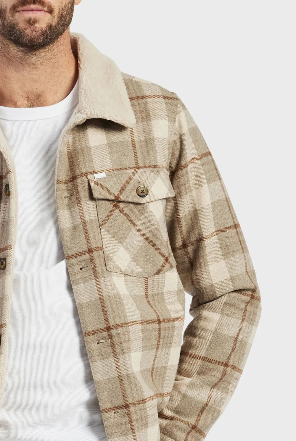 Sherpa Collar Plaid Quilted Shirt Jacket