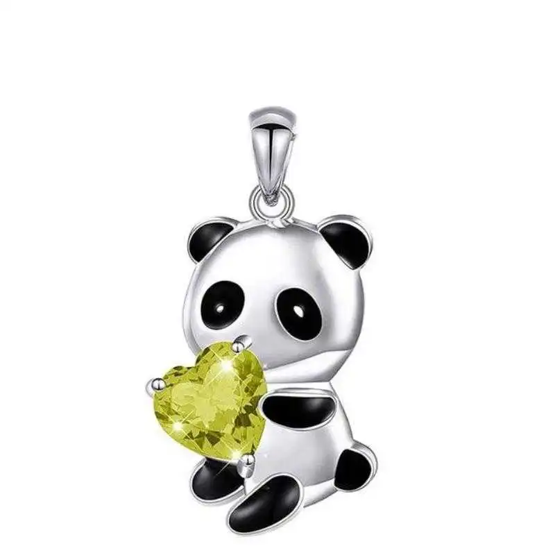 Women's Zircon Panda Heart Pendant Necklace