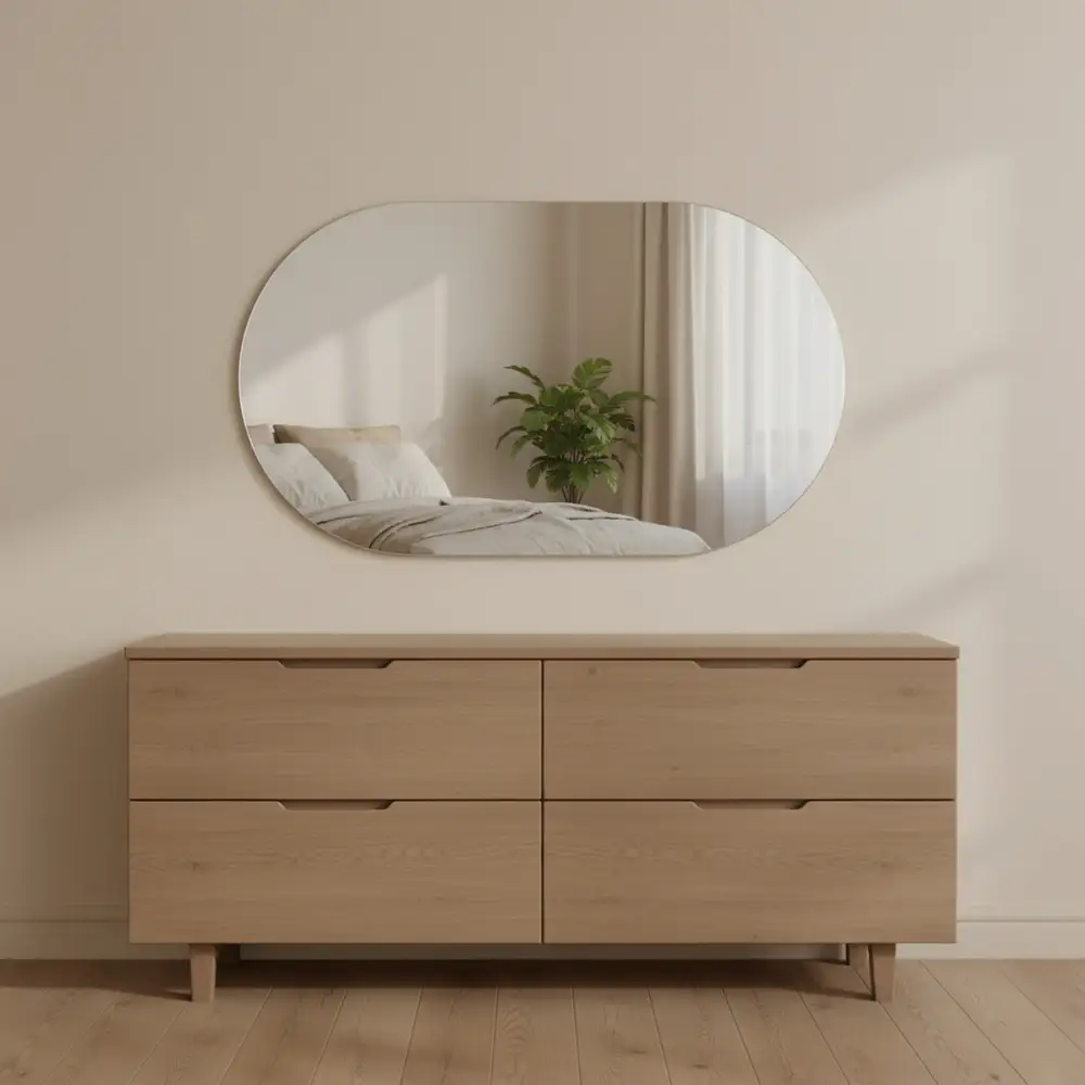 Entryway Ready Frameless Oval Wall Mirror