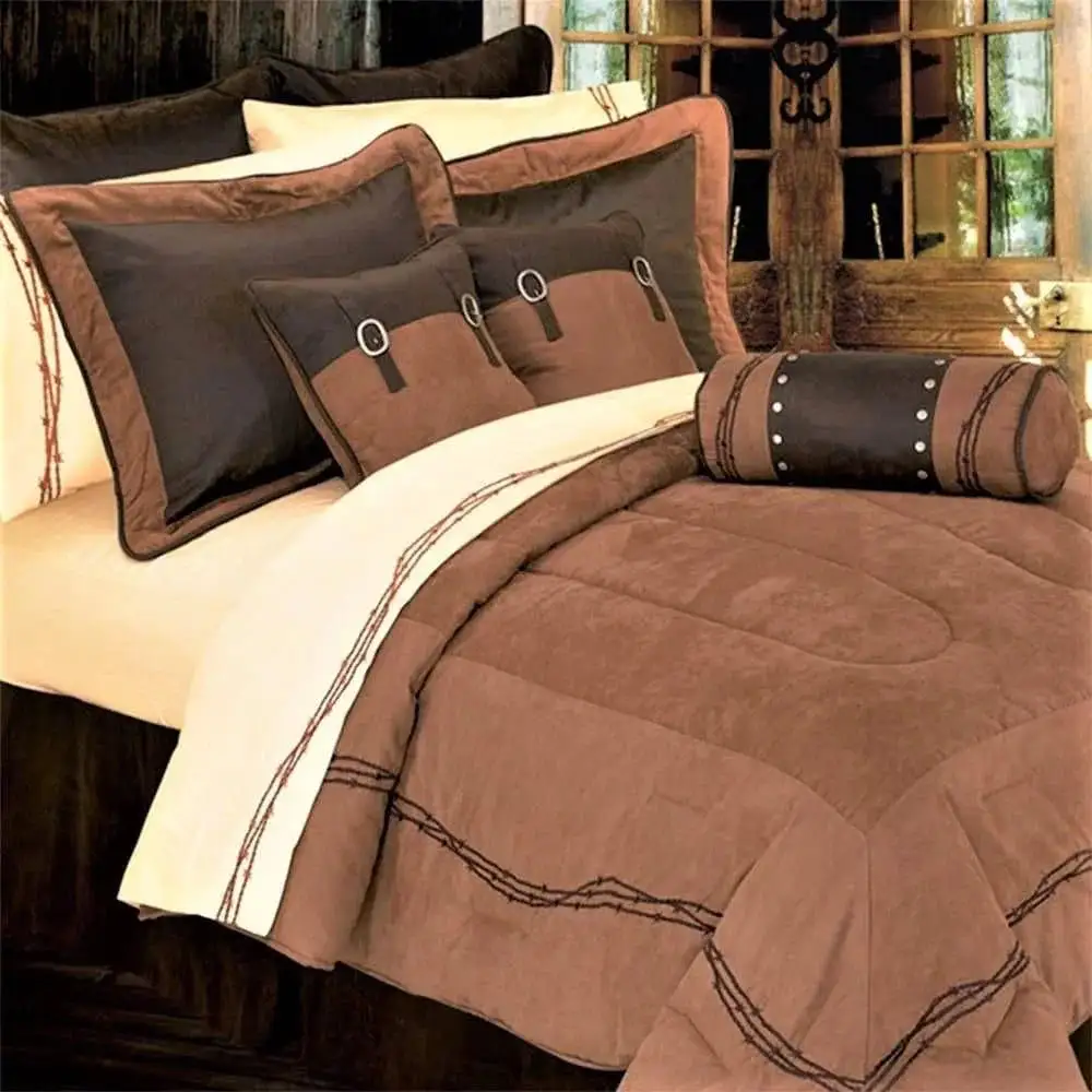 Embroidered Suede Bedding Set