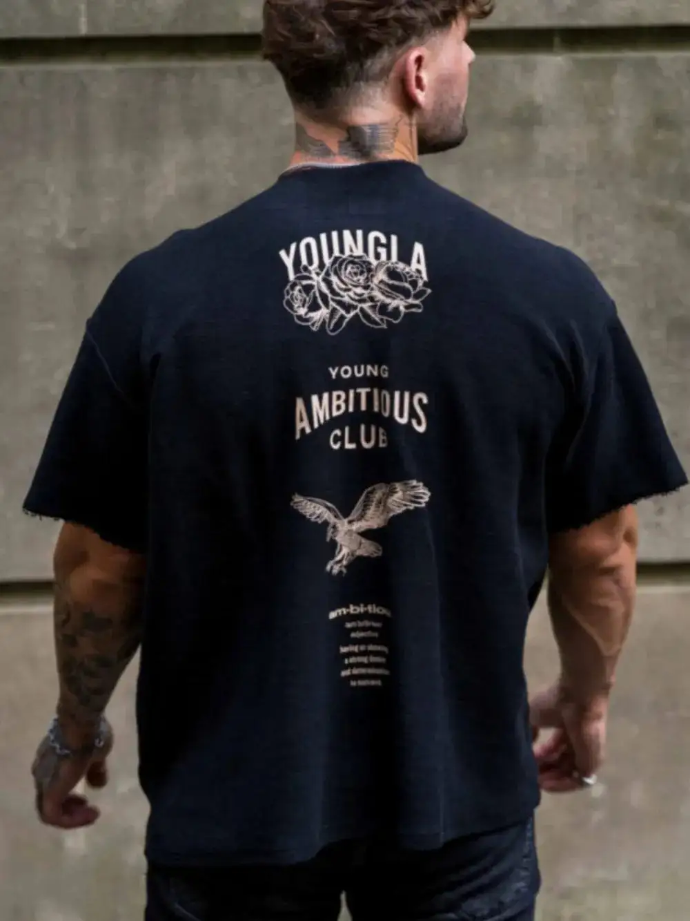 Plain Front Graphic Crew Neck Short Sleeve Tee