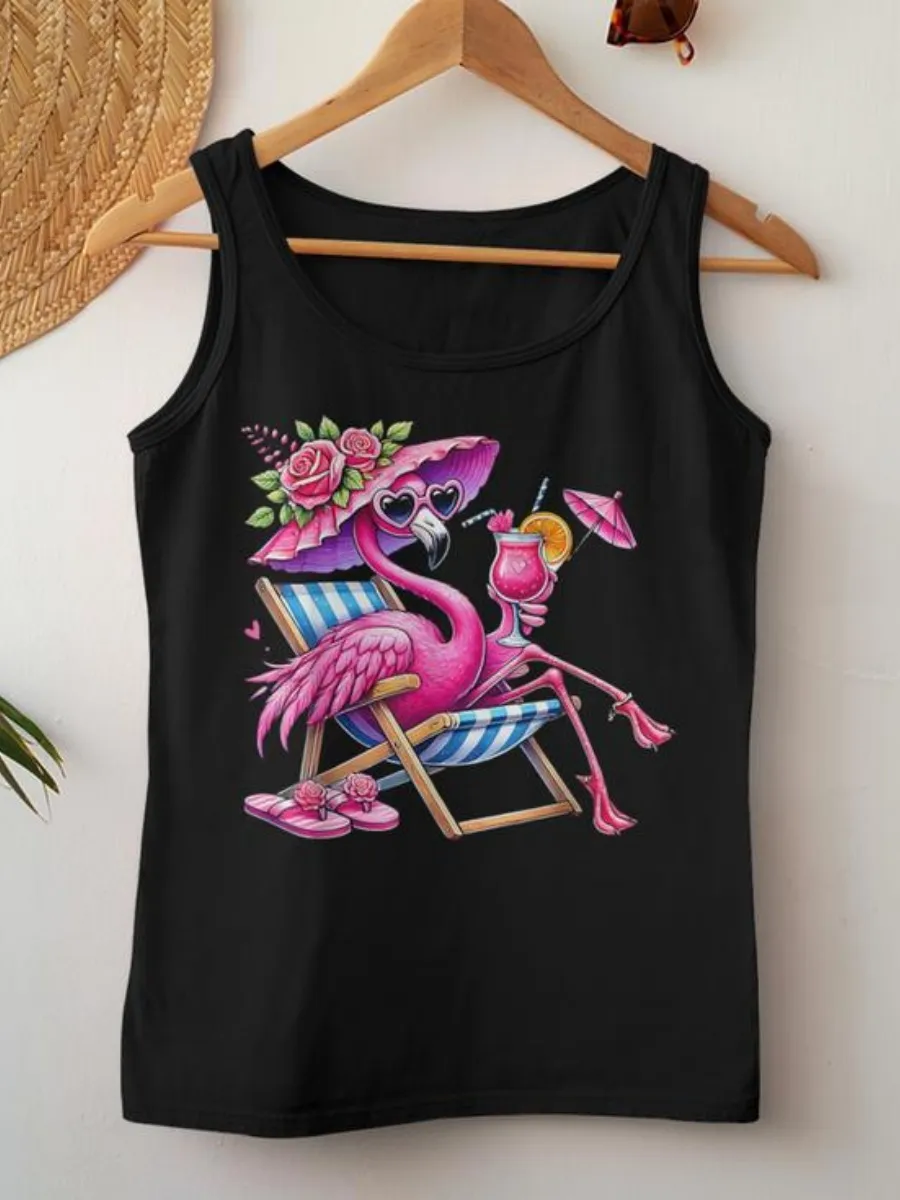Vacation Flamingo Printed Tank