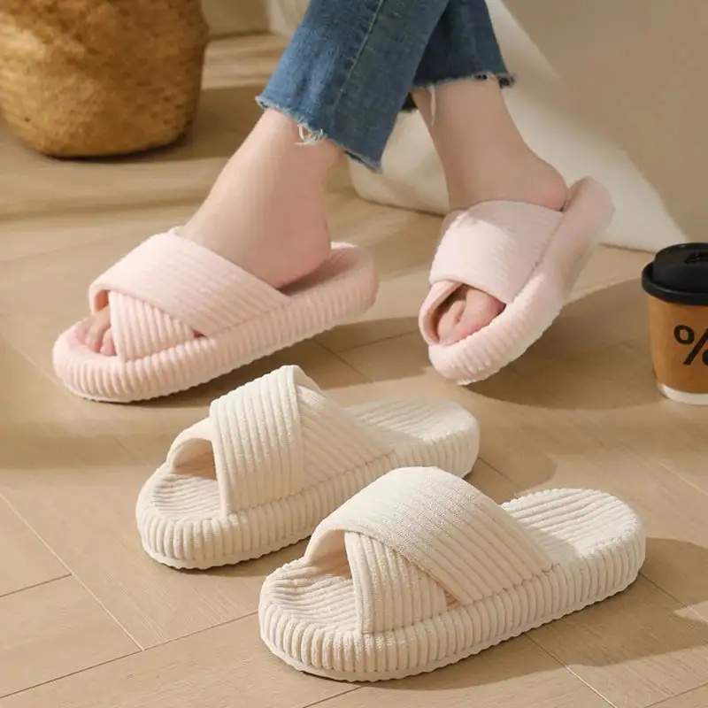 Warm Touch Open Toe Slip On Slippers