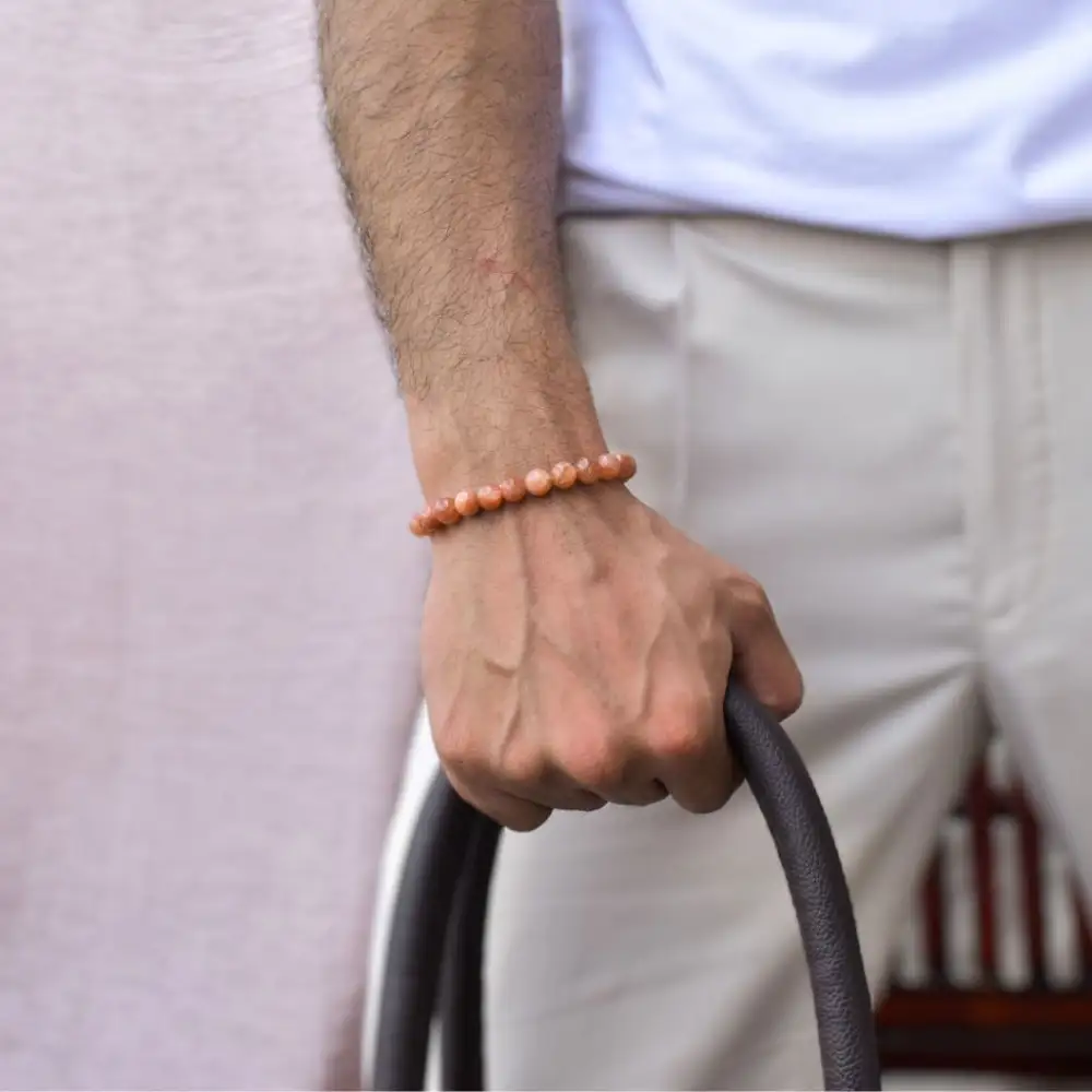 Minimal Sunstone Bead Bracelet