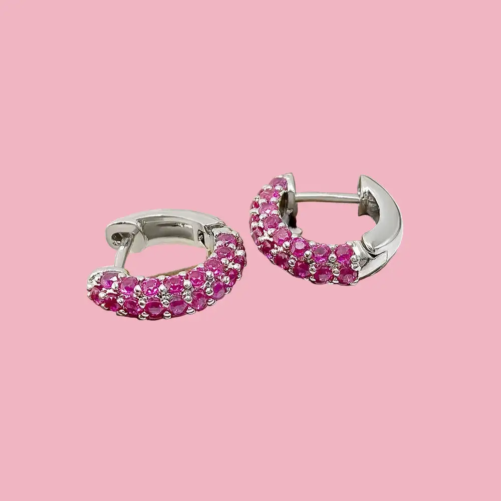 Mini Chunky Zirconia Hoop Earrings