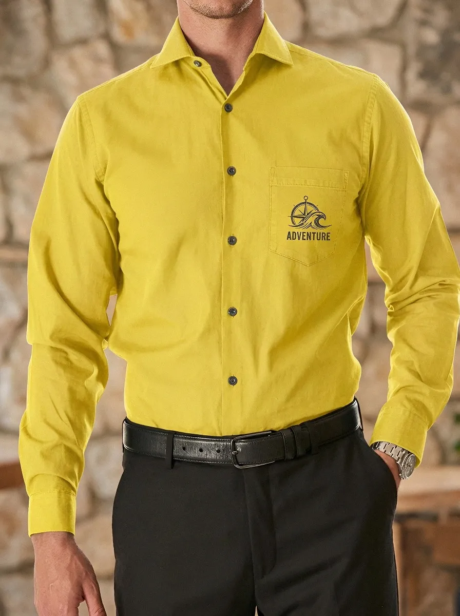 Men's Adventure Compass Wave Printed Long Sleeve Shirt