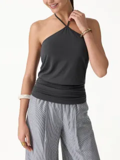 Halter Ruched Hem Bra Top
