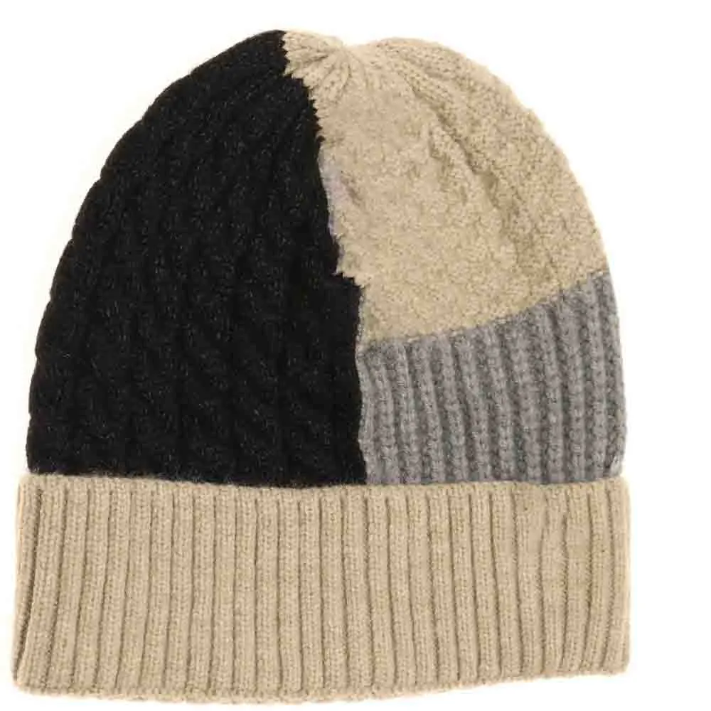 Tri-color Cuff Beanie
