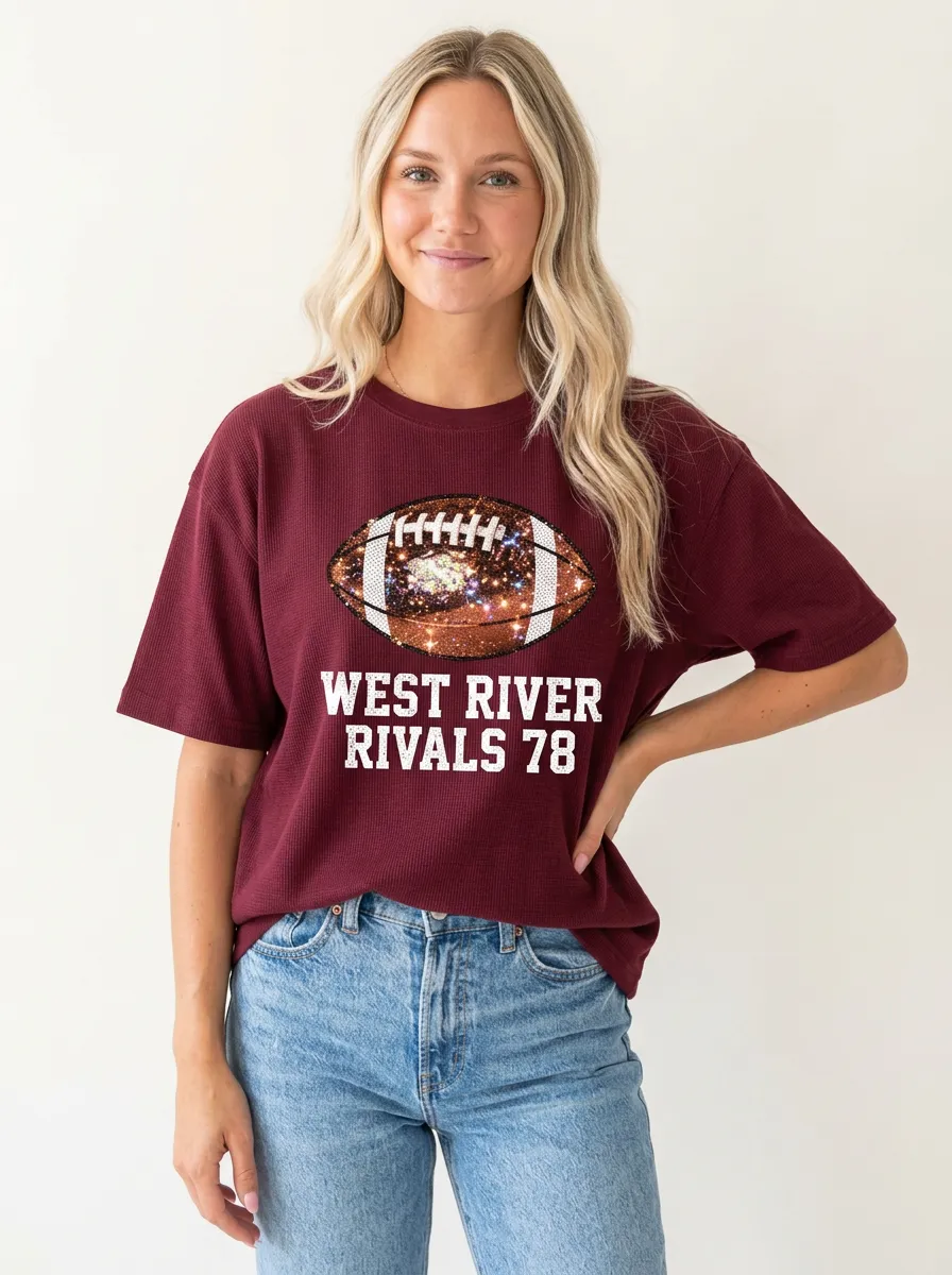 Women's Heritage Inspired Gridiron Ball Sparkle Crewneck T-Shirt