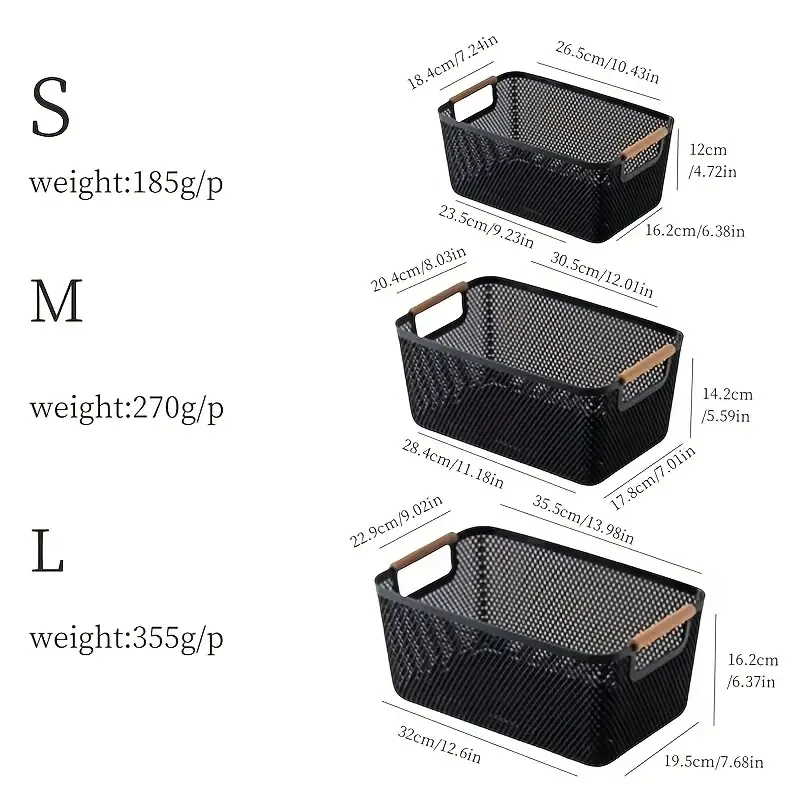 2pcs Modern Open-Top Plastic Storage Basket