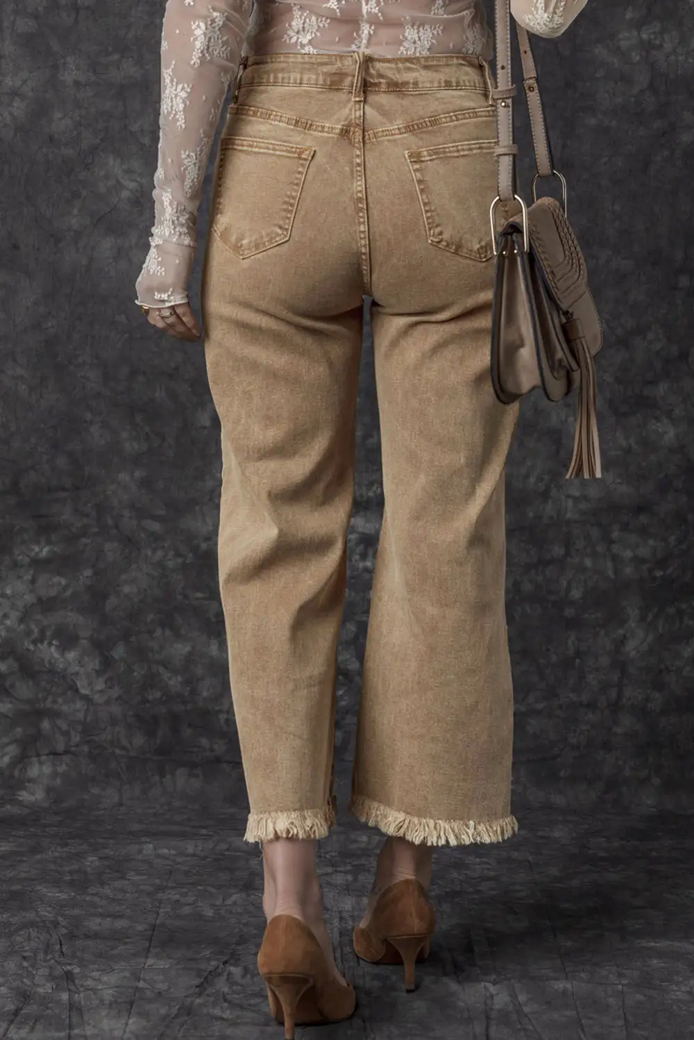 Classic High Waist Wide Leg Washed Denim Jeans