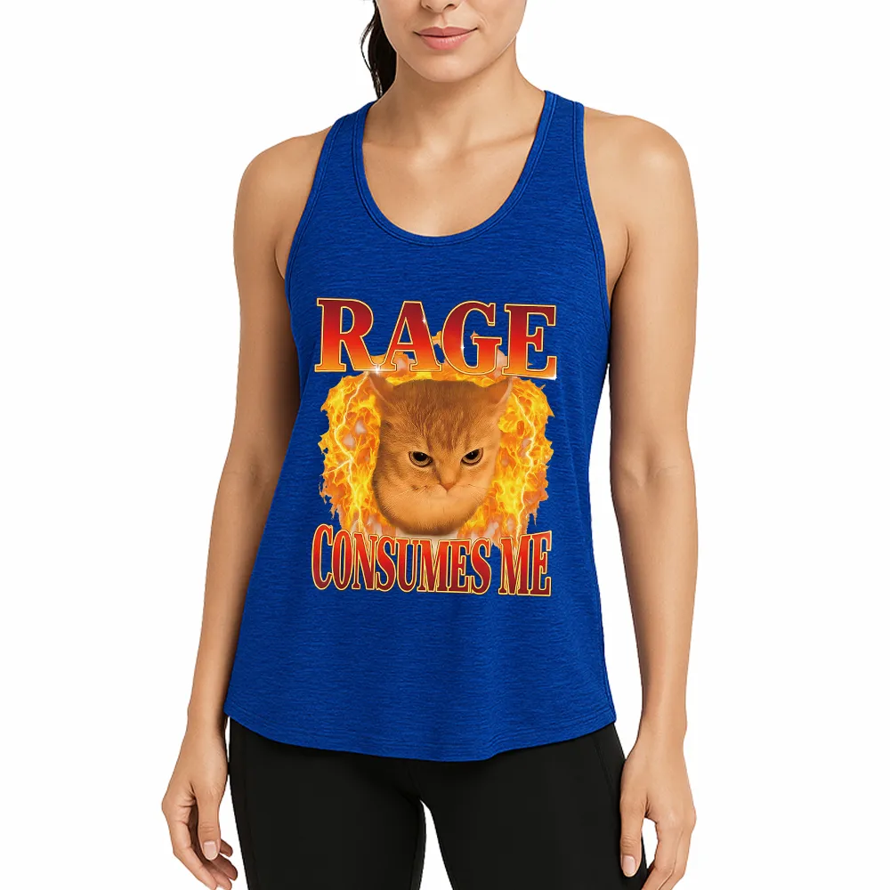 Rage Consumes Me Edgy Funny Cat Meme Athletic Tank