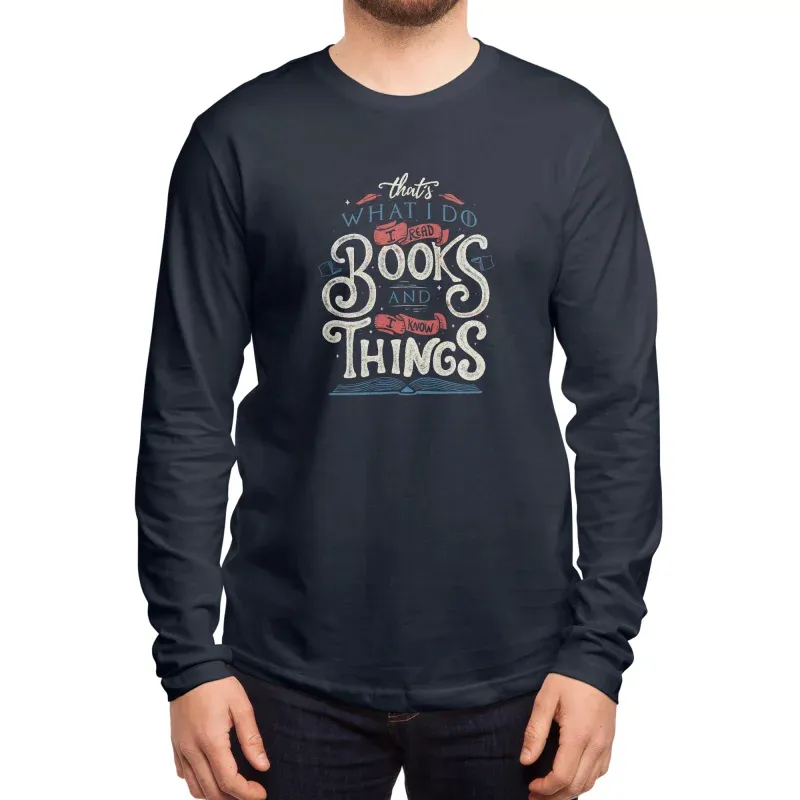 Men's Fitted Letter-Print Round-Neck Long-Sleeved T-Shirt