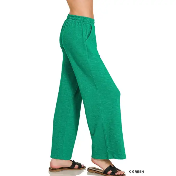 Soft Cotton Slub Wide Leg Pants