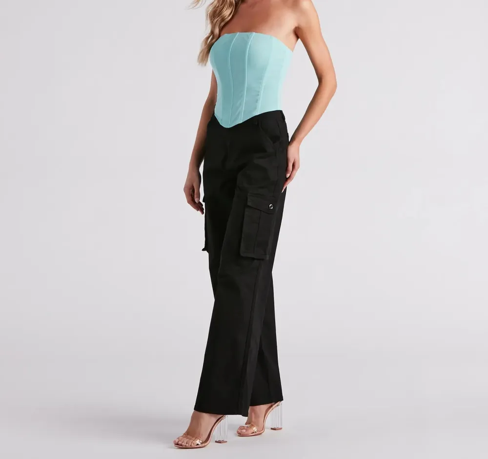 High-Rise Wide-Leg Cargo Pants