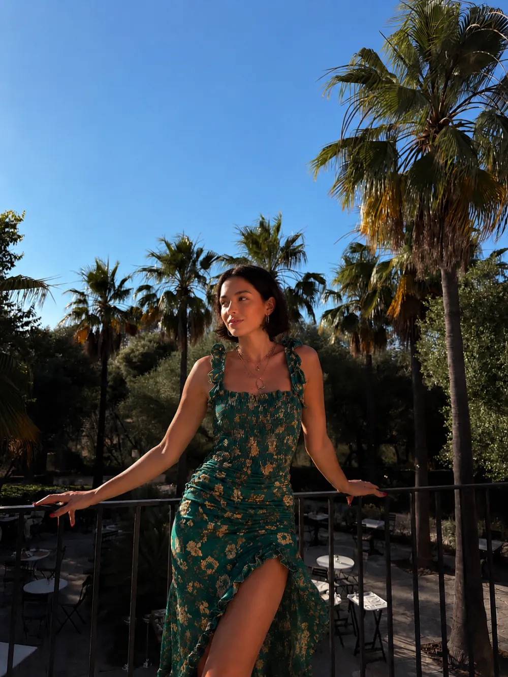 Boho Retro Ruffled Sleeves High Slit Maxi Dress