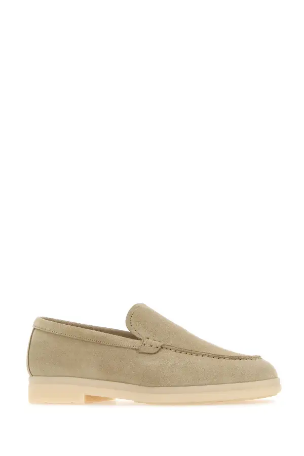 Embossed Front Round Toe Suede Loafers