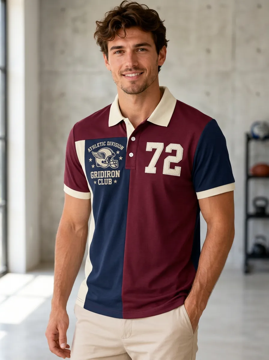 Men's Stadium Gridiron Helmet Graphic Polo Shirt