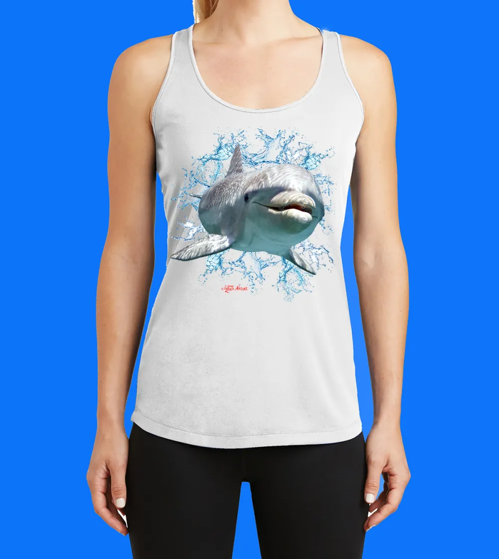 Dolphin Splash Printed Racerback Tank Top