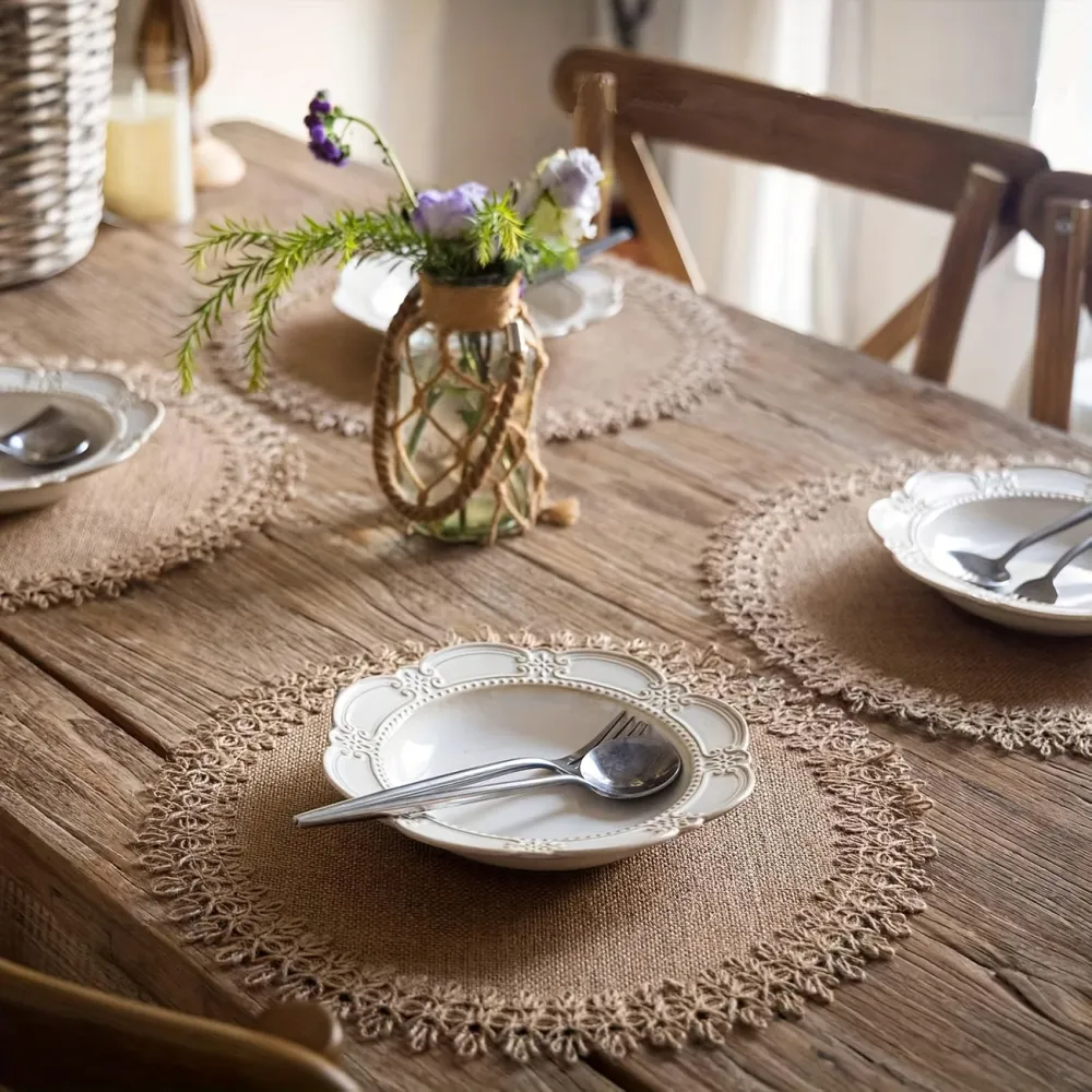 4 Pcs Farmhouse Lace Placemats