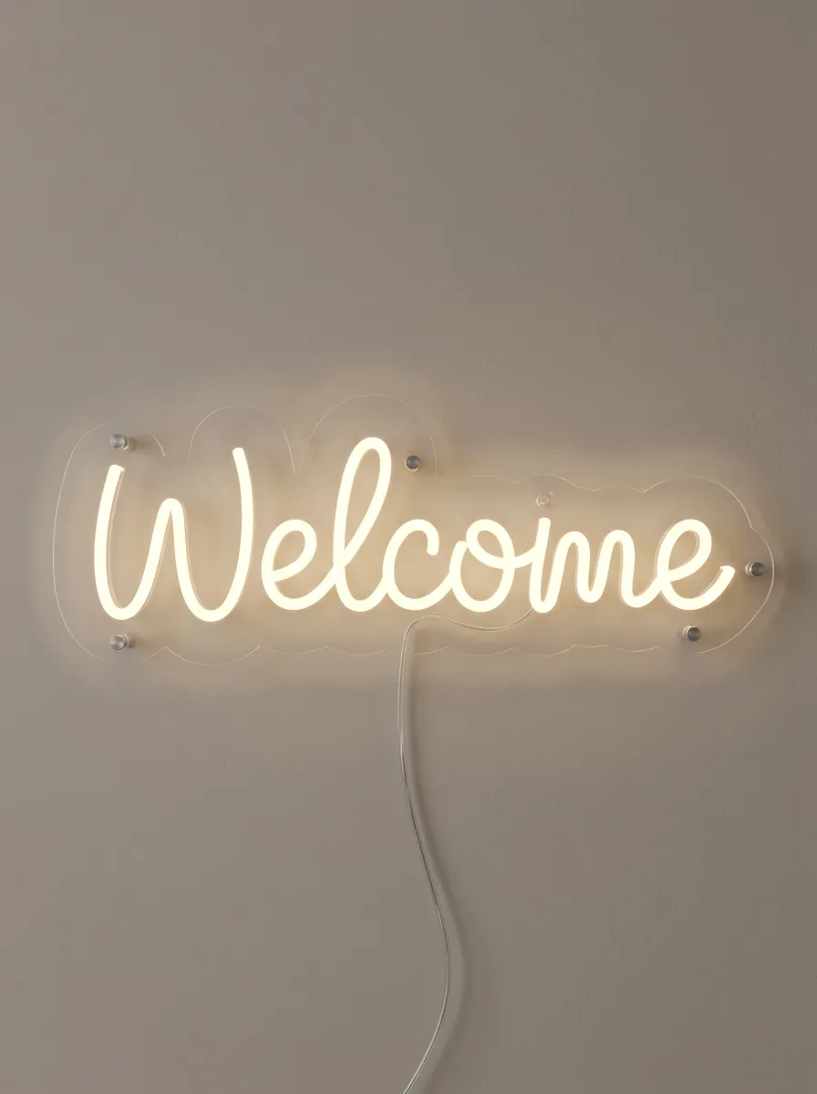 Layered Cursive Script Welcome Neon Sign