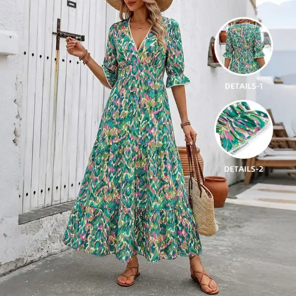 Women's V-Neck Ruffled Bridal Maxi Dress
