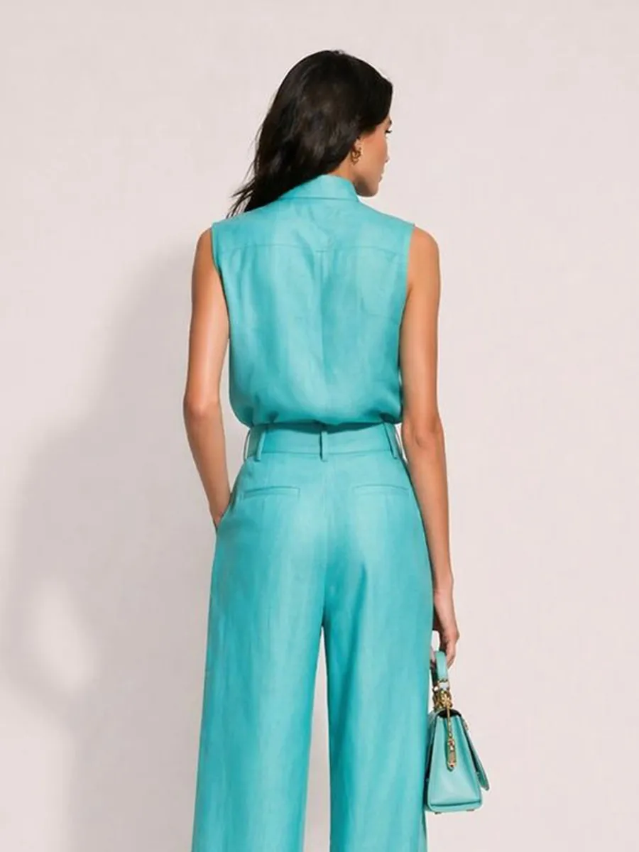 Briella Sleeveless Vest Wide-Leg Pants Set