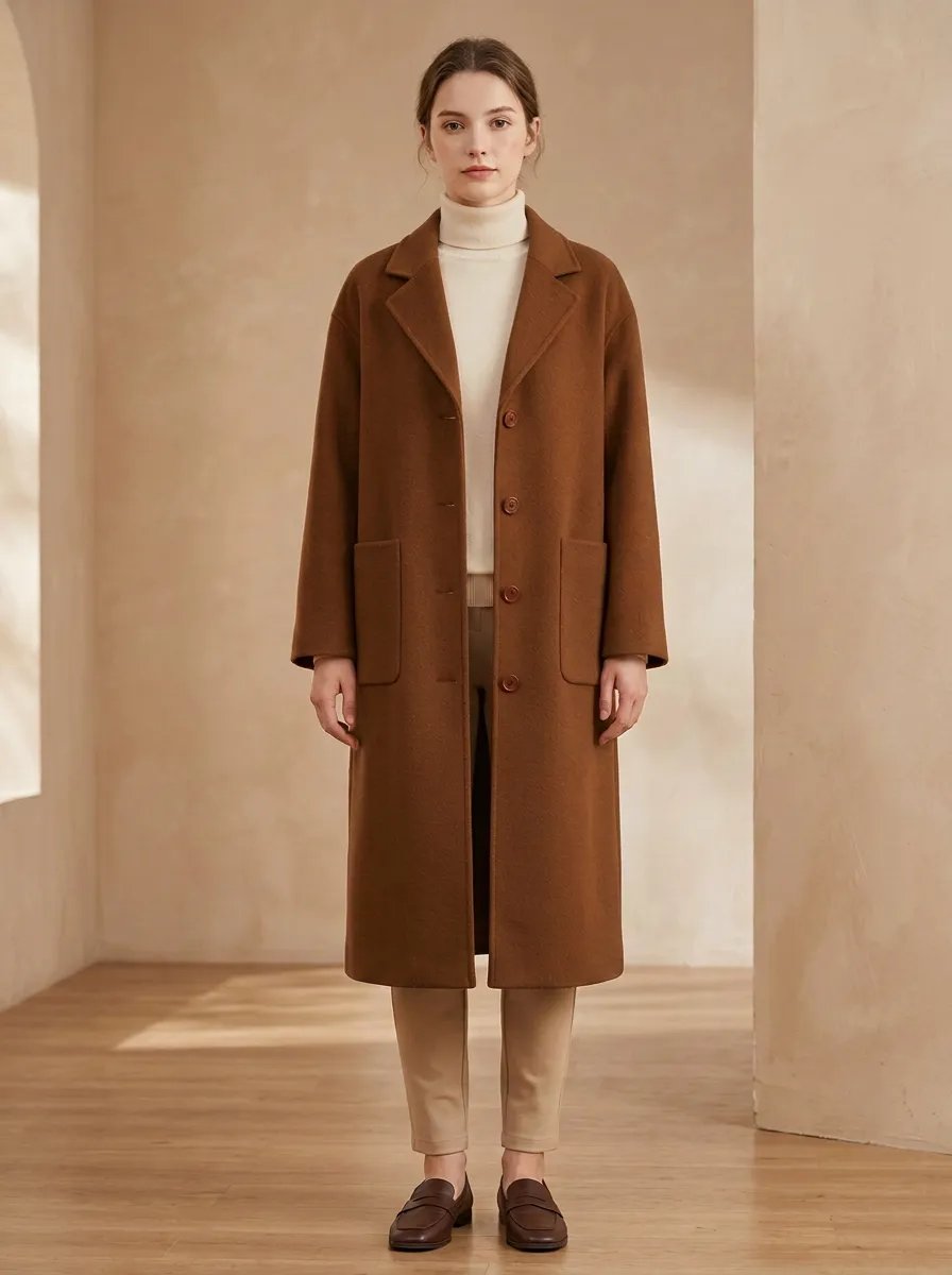 Classic Motif Wool-Blend Outerwear Coat