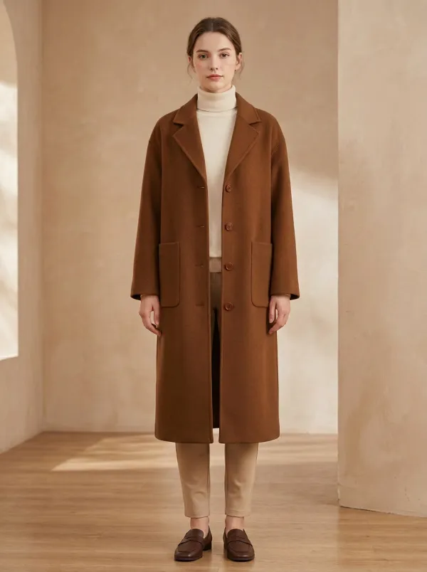 Classic Motif Wool-Blend Outerwear Coat