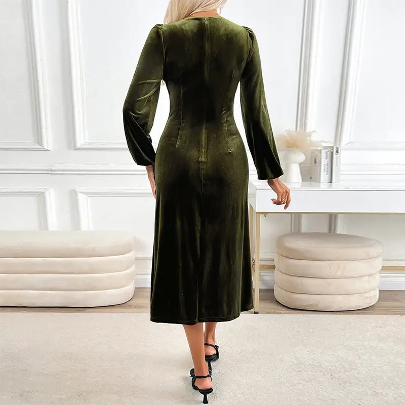 Women's Wrap V-Neck Lace Slit Dress