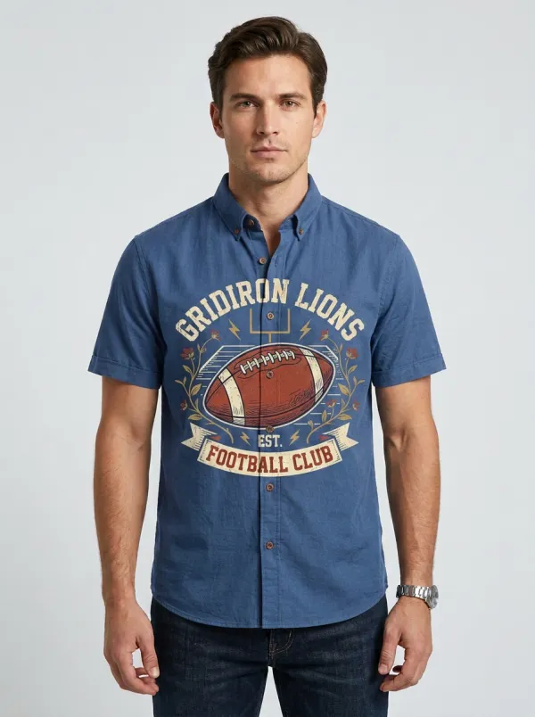 Men's Lions Football Club Vintage Graphic Printed Shirt