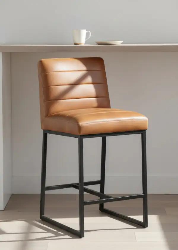 Contemporary Channel-Tufted Tufted Counter Stool