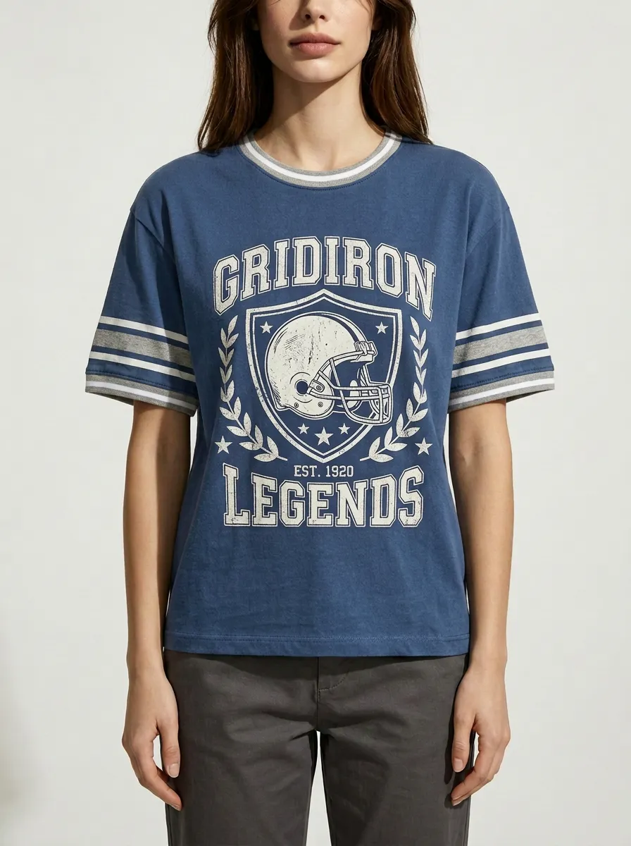 Women's American Football Gridiron Legends Helmet Printed T-Shirt