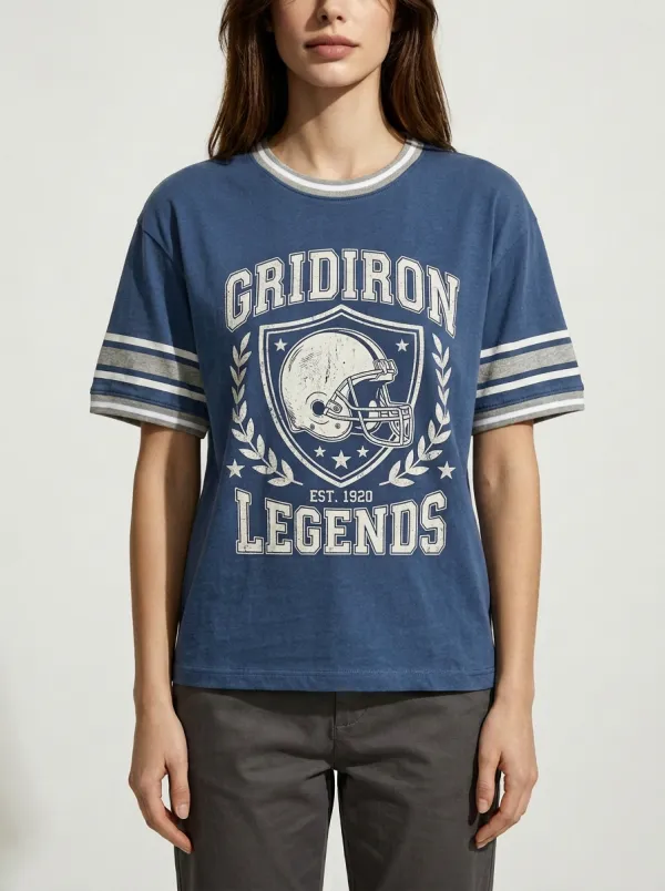 Women's American Football Gridiron Legends Helmet Printed T-Shirt
