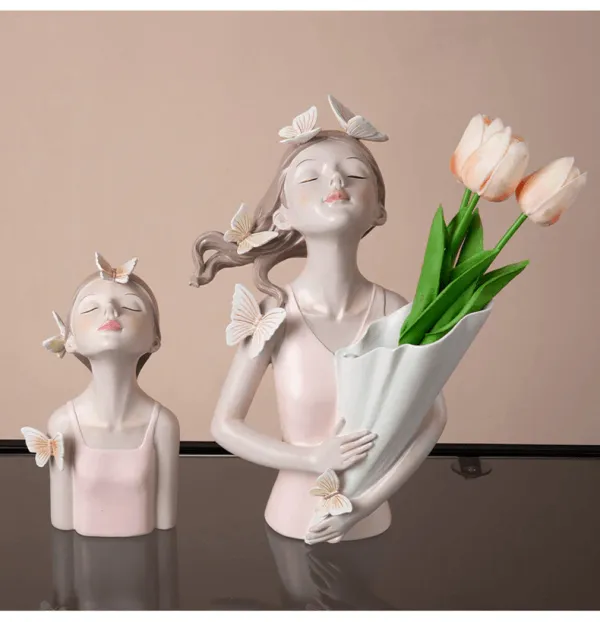 Graceful Girl Vase Sculpture