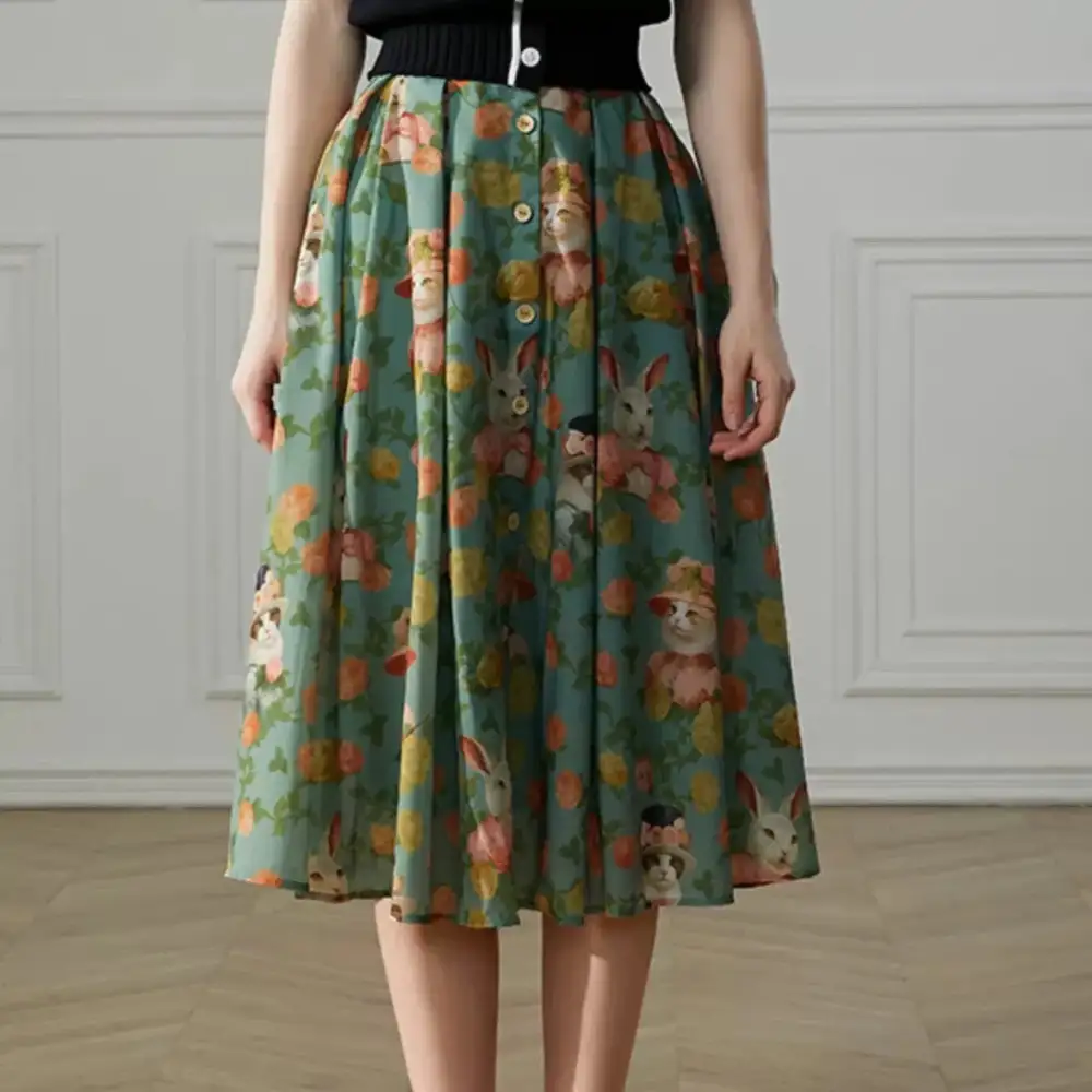 Cat Motif Skirt