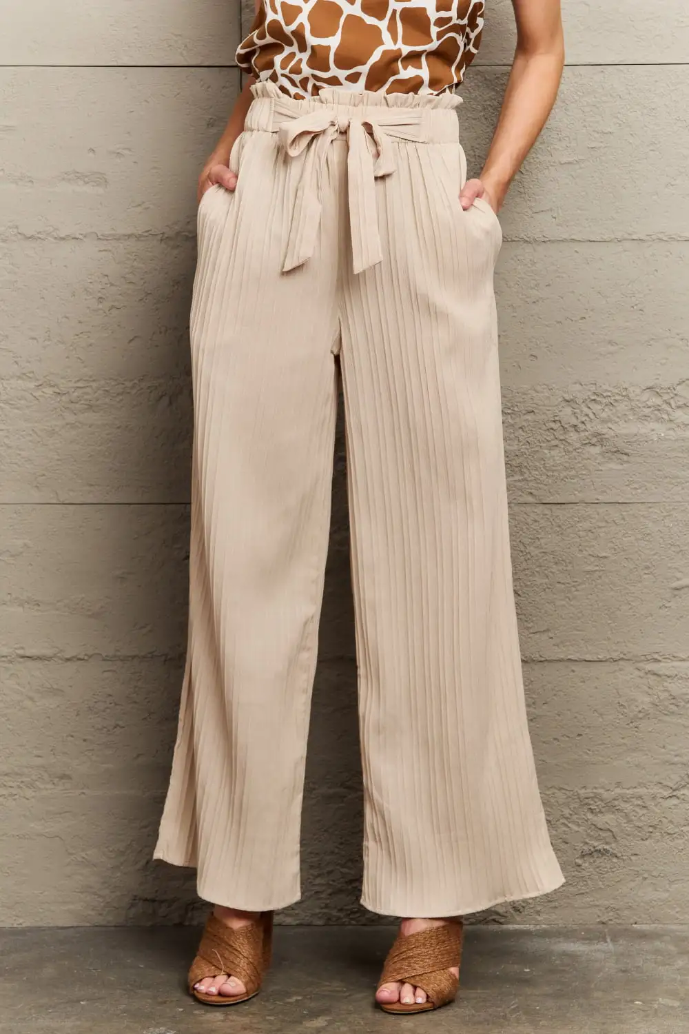 Relaxed Tie Waist Long Pants