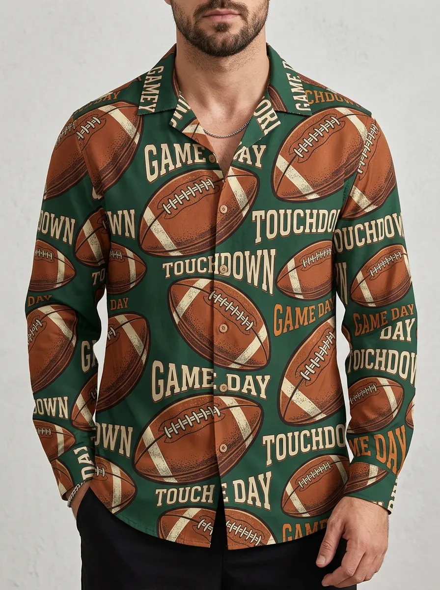 Men's American Football Game Day Touchdown Printed Shirt
