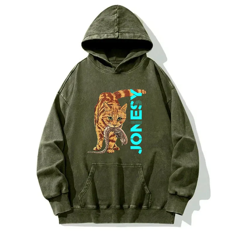 Cat Cames In Silence Washed Hoodie
