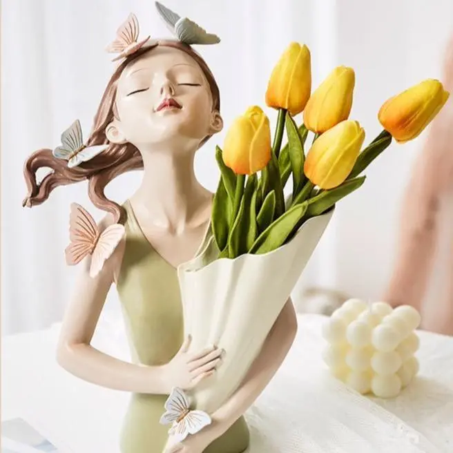 Graceful Girl Vase Sculpture