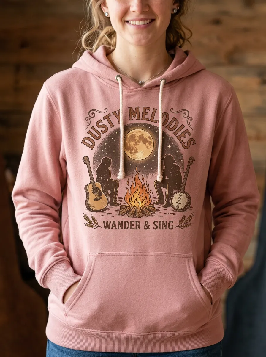 Banjo Campfire Country Music Graphic Hoodie