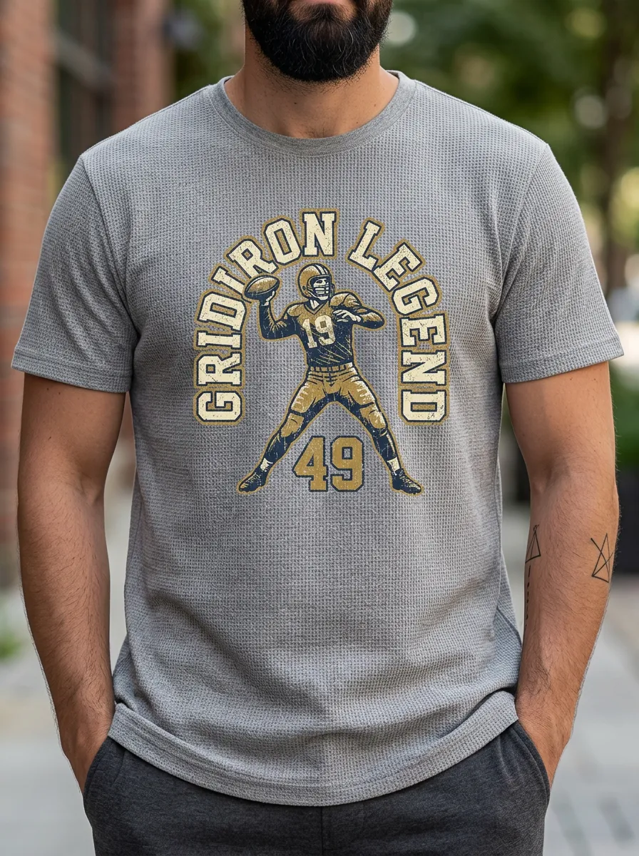 Men's Vintage Inspired Football Gridiron Ball Crew Neck Graphic T-Shirt
