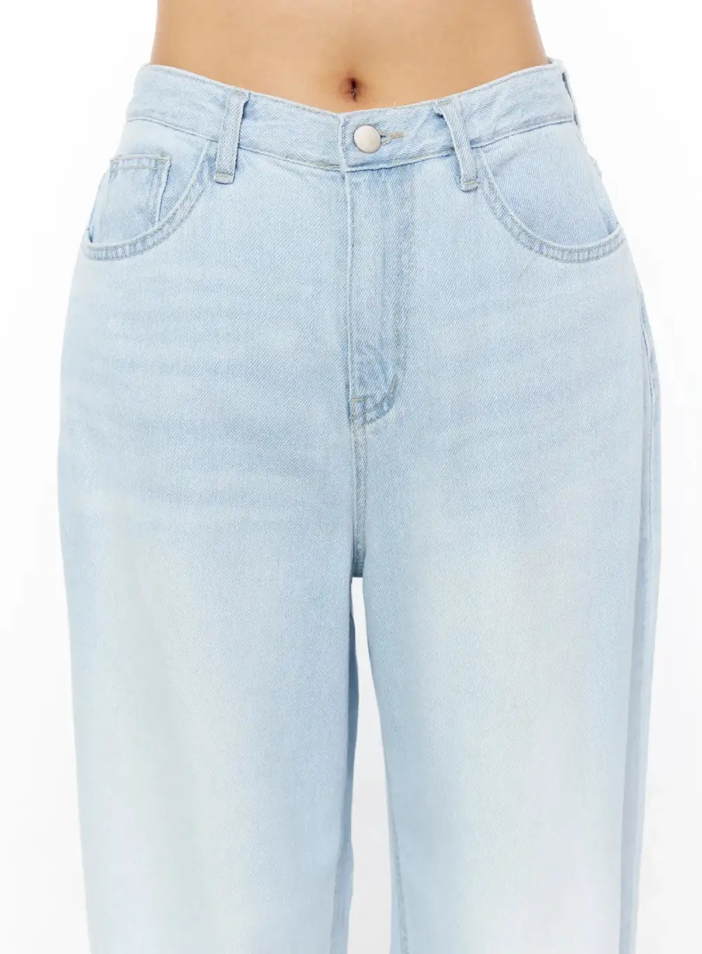 Stitch-Detail Cotton Wide-Leg Jeans