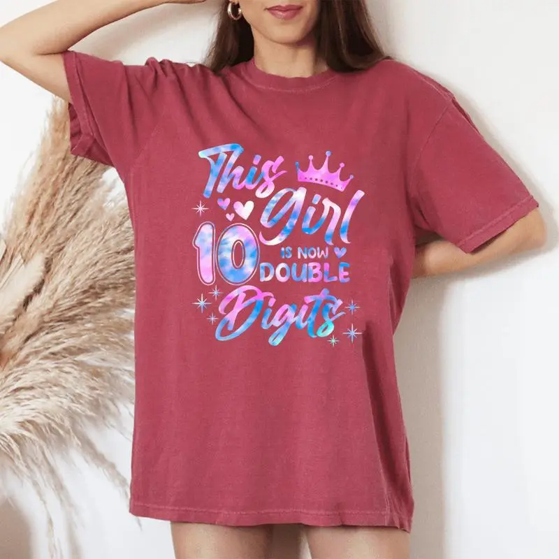 This Girl Is Now 10 Double Digits 10Th Birthday Girls Women's Oversized Comfort T-Shirt