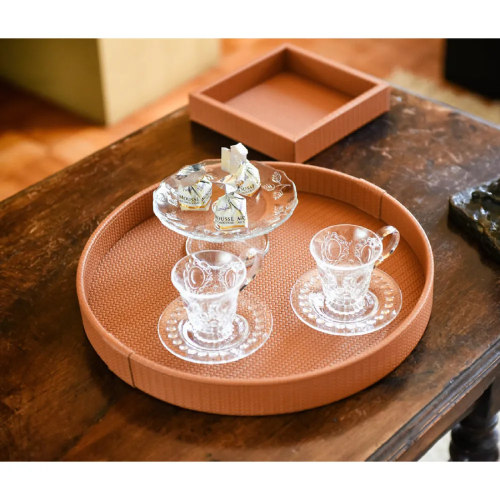 Calfskin Leather Round Tray